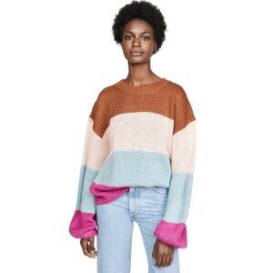 MinkPink Heavyweight Knit Colorblock Oversized Pullover Sweater Women's Medium
